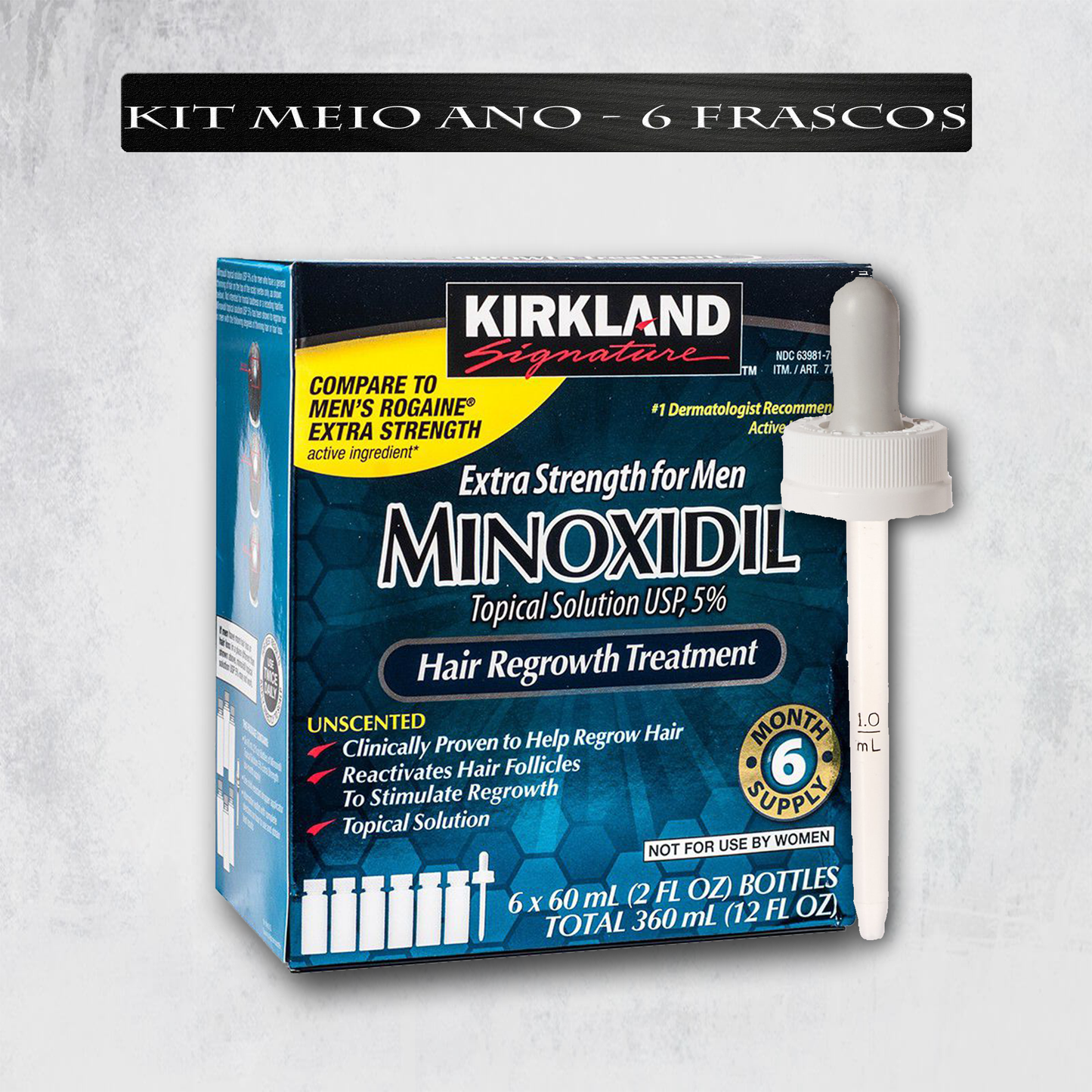 Minoxidil 5% Kirkland | Caixa 6 Frascos - Minoxidil Portugal